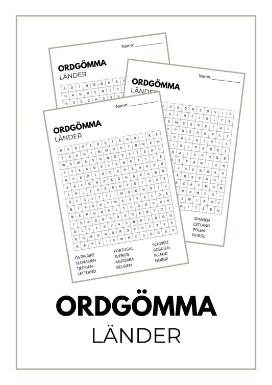 Ordgömma med länder att söka efter