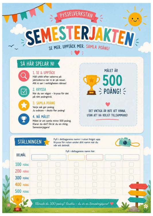 Semesterjakten från Pysselverkstan - perfekt på bilresan och sommarens semester