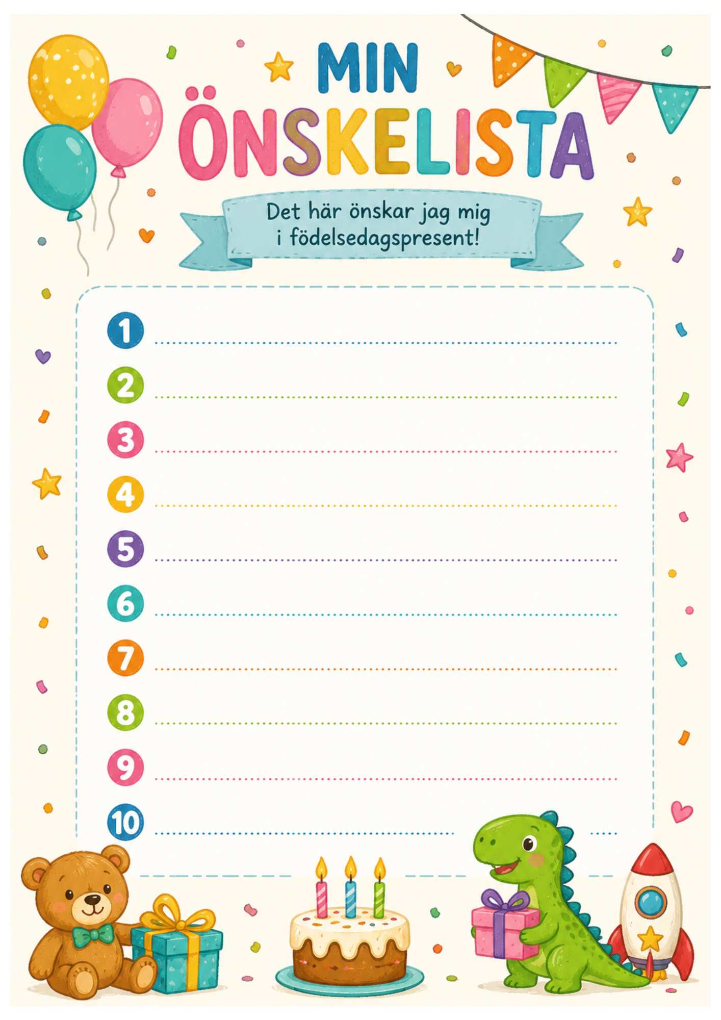 gratis önskelista för yngre barn