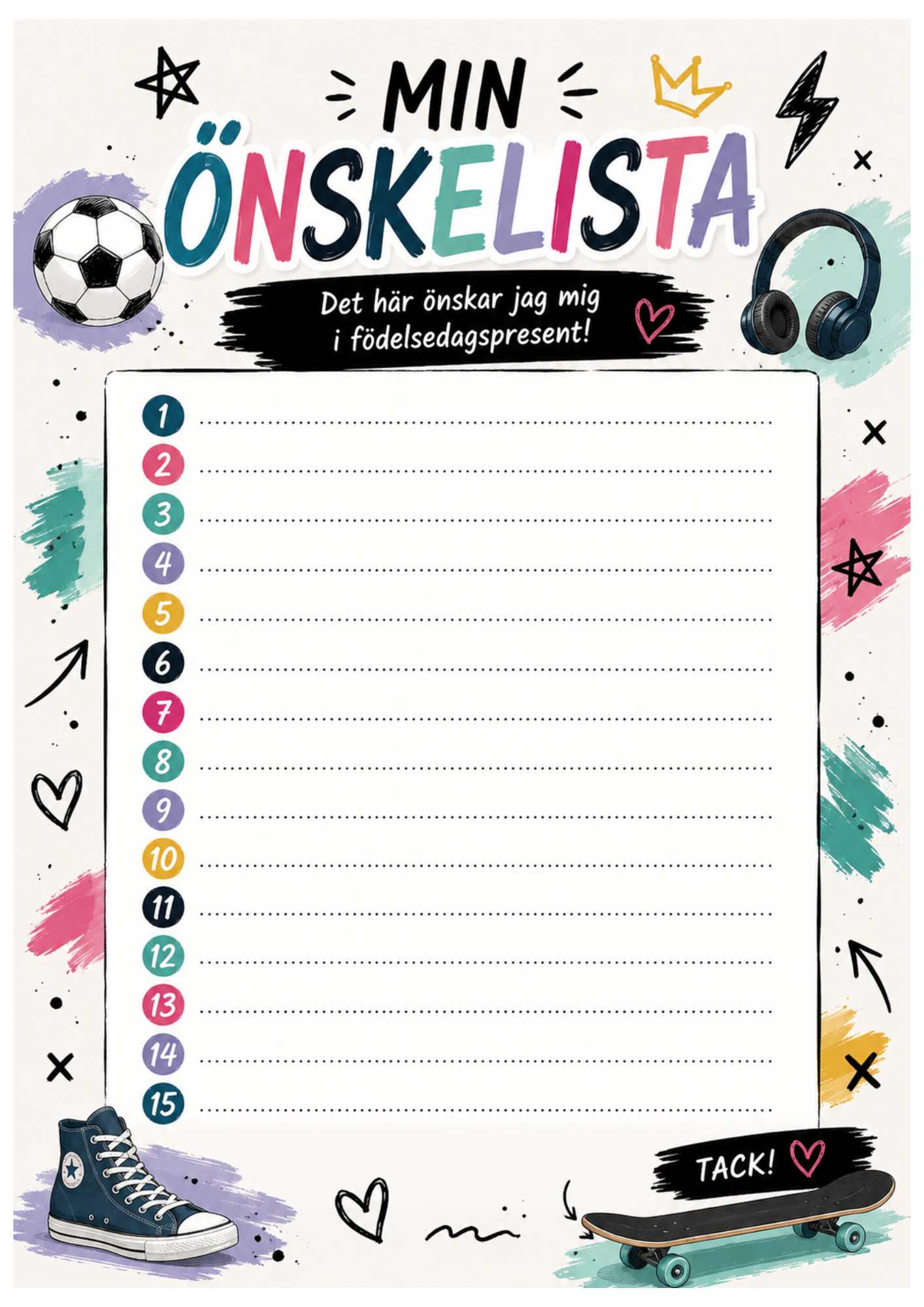 Önskelista för äldre barn & ungdomar - Gratis
