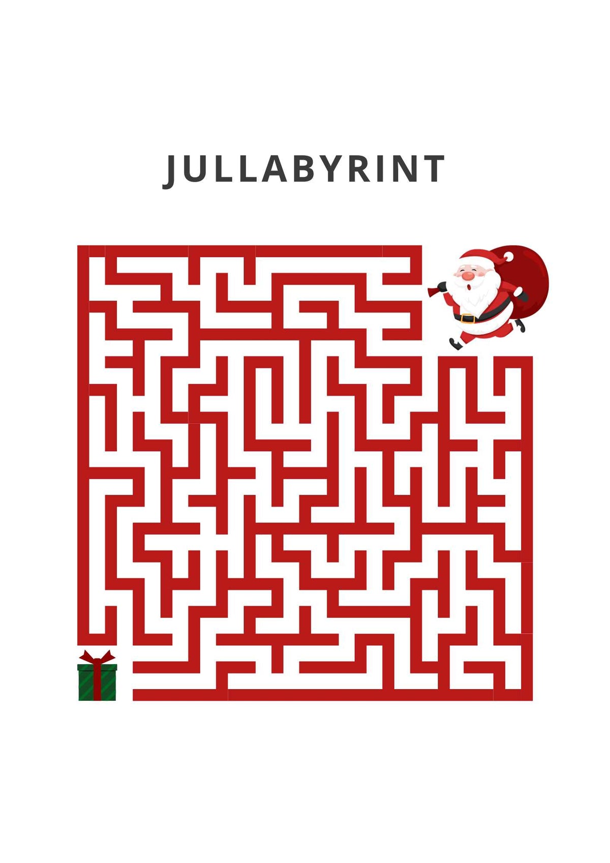 Jullabyrint - Gratis julpyssel för barn