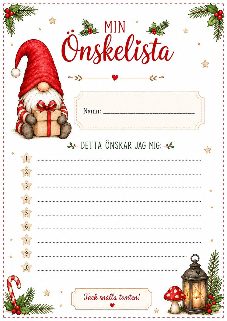 Önskelista till tomten - Gratis