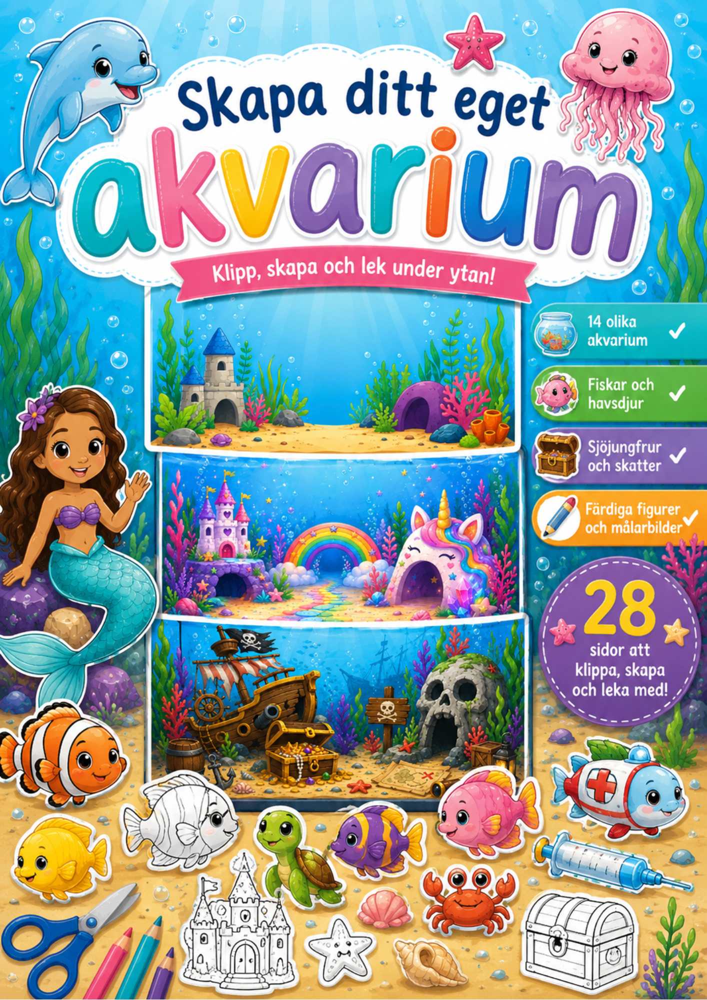 skapa ditt eget akvarium med bakgrundsbilder, fiskar, sjöjungfrus och mycket mer.