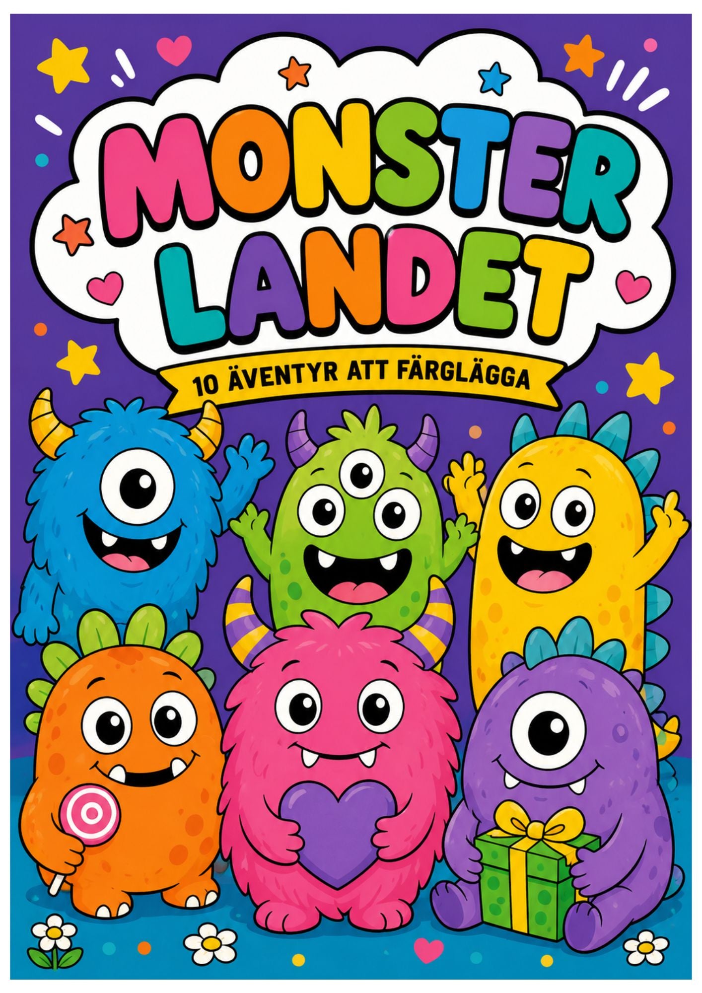 monsterlandet med 10 äventyr att färglägga