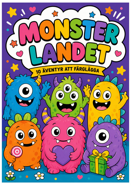 monsterlandet med 10 äventyr att färglägga