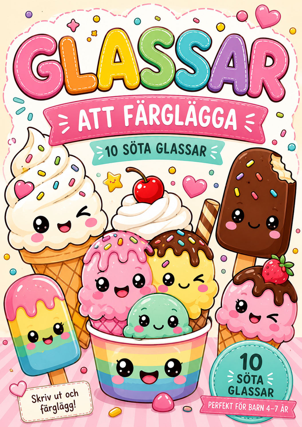 10 söta glassar att färglägga