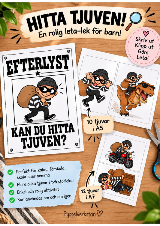 Hitta tjuven – rolig skattjakt & leta-lek för barn