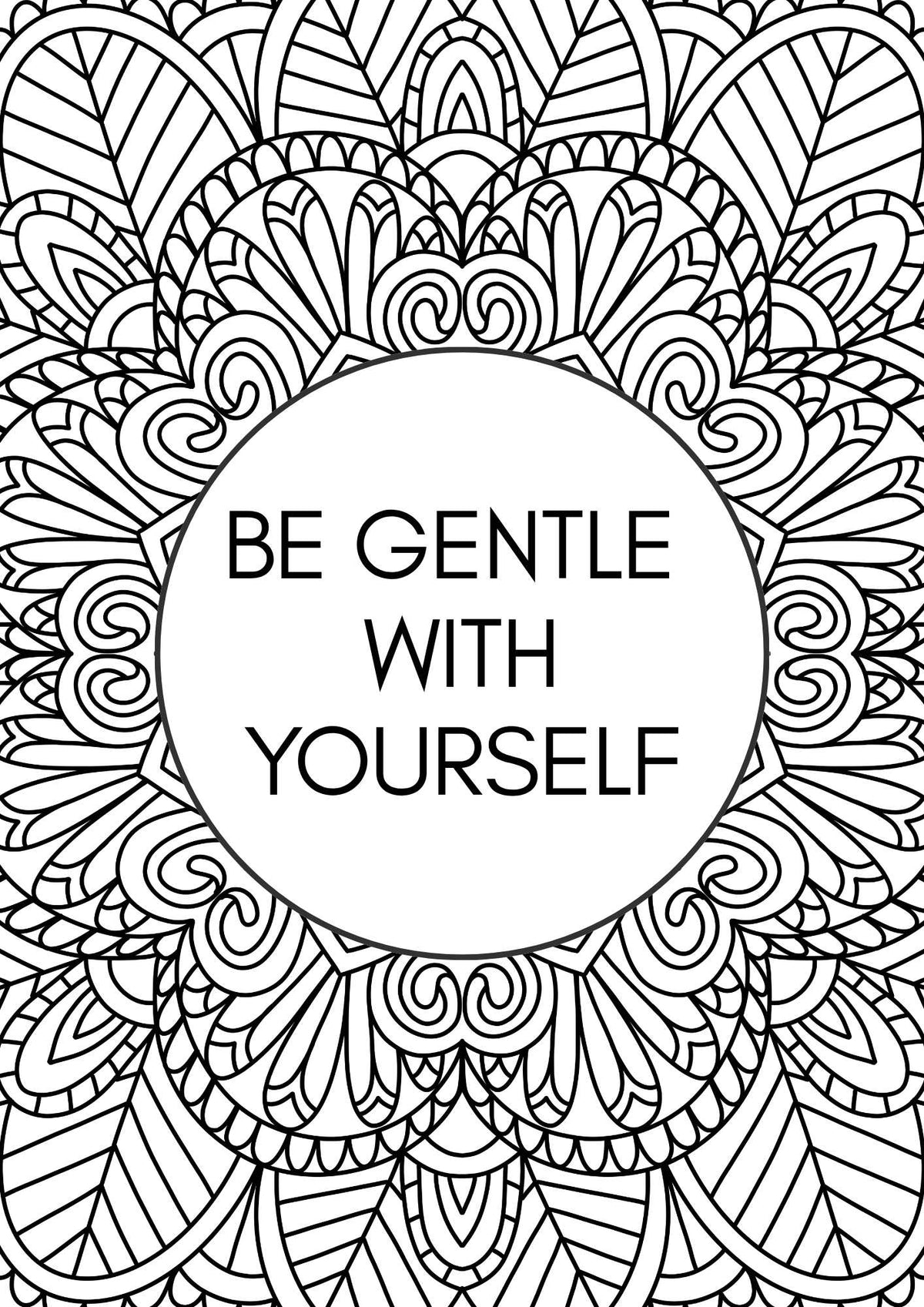Målarbok – 20 detaljrika målarbilder med budskap - be Gentle with yourself
