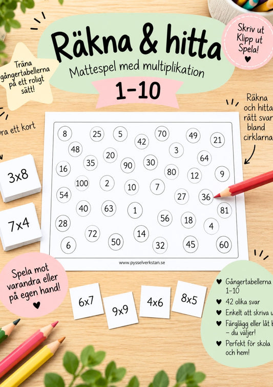Räkna & hitta – Mattespel med multiplikation 1–10