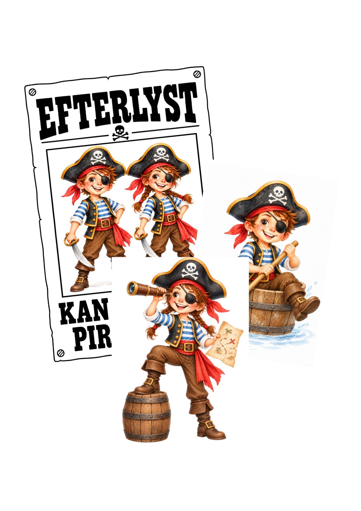 exempel på piratbilder som ingår i skattjakten med pirater