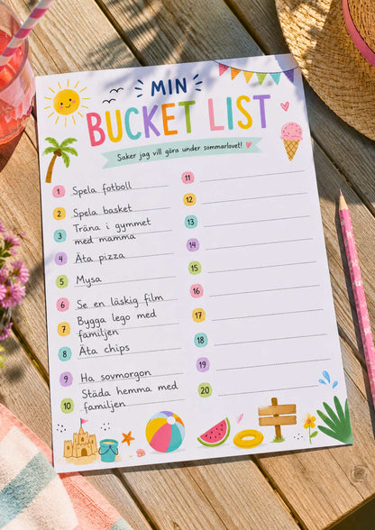 Stora listpaketet - min bucket list for sommaren att fylla i för barn