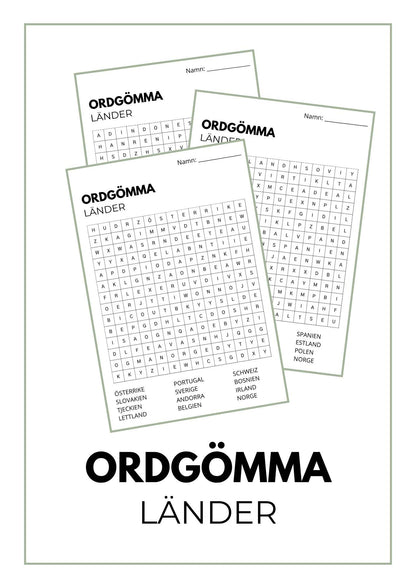 Ordgömma med länder att söka efter