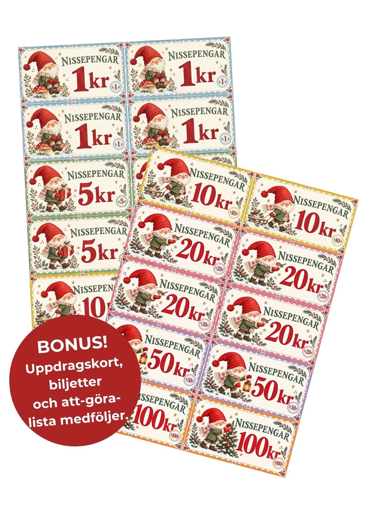 Nissepengar – till nissebrev och lek