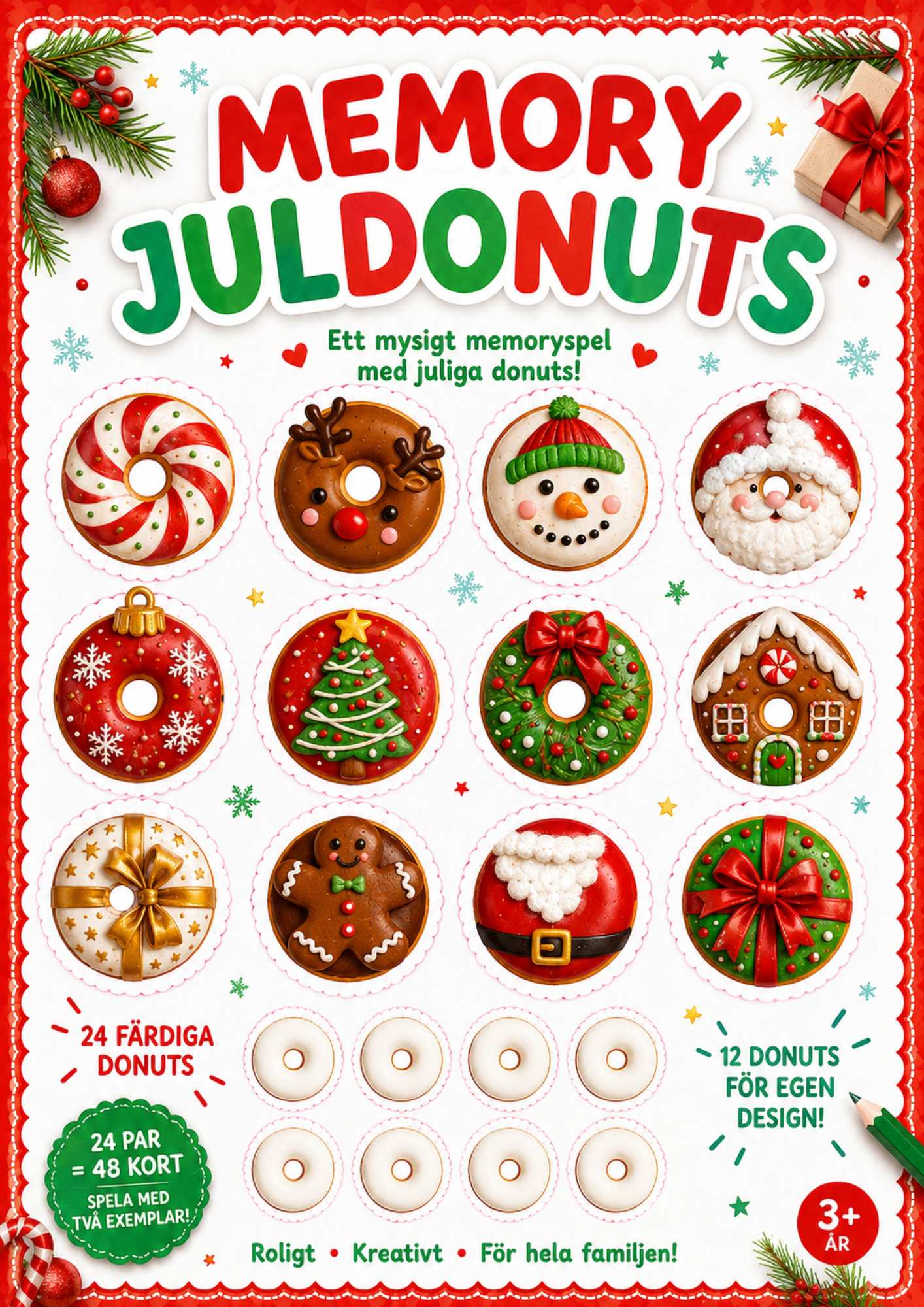 Memory juldonuts – färdigt spel & egen design