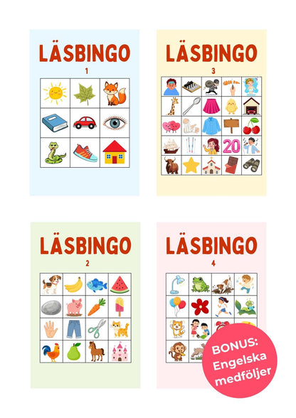 Läsbingo för barn – ord & meningar
