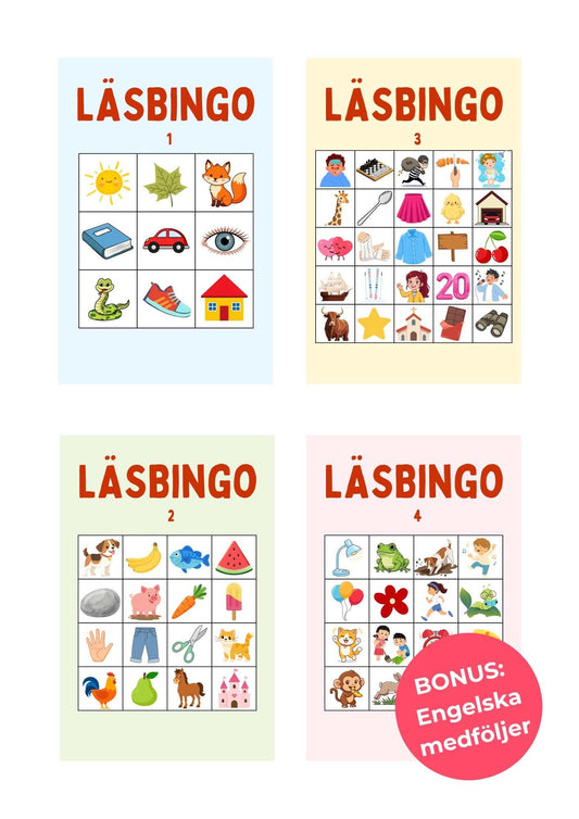 Läsbingo för barn – ord & meningar