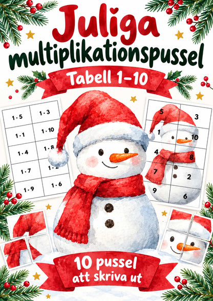 Juliga multiplikationspussel – tabell 1–10
