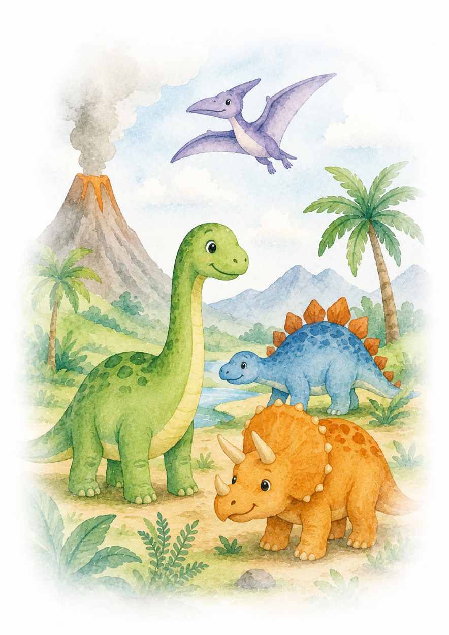 söta dinosaurier  på poster från pysselverkstan