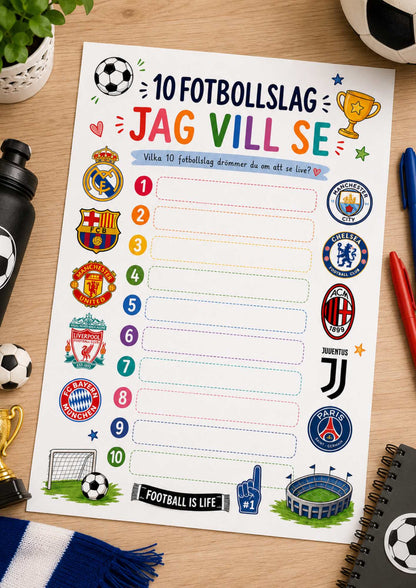 lista med 10 fotbollslag jag vill se