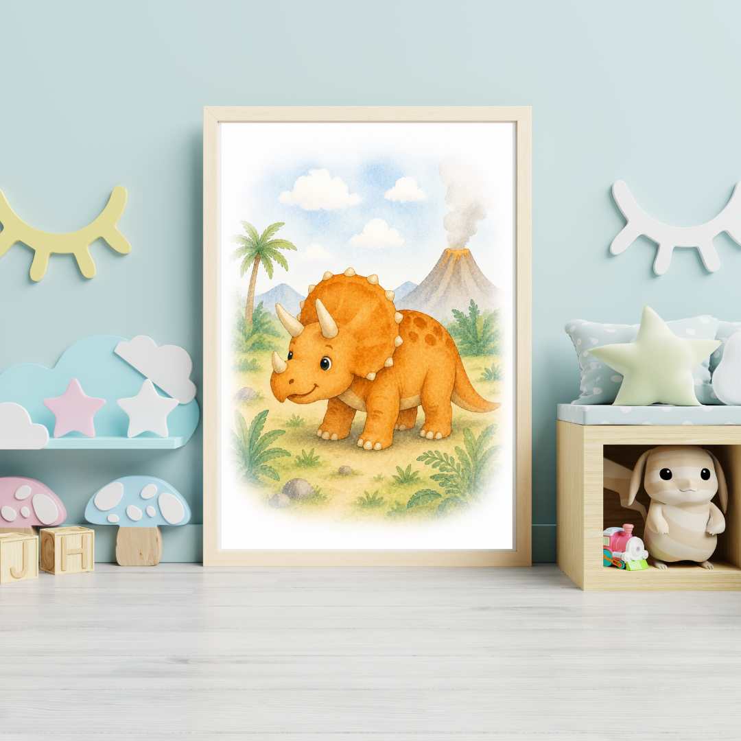 Dinosaurie Triceratops – Poster för barn