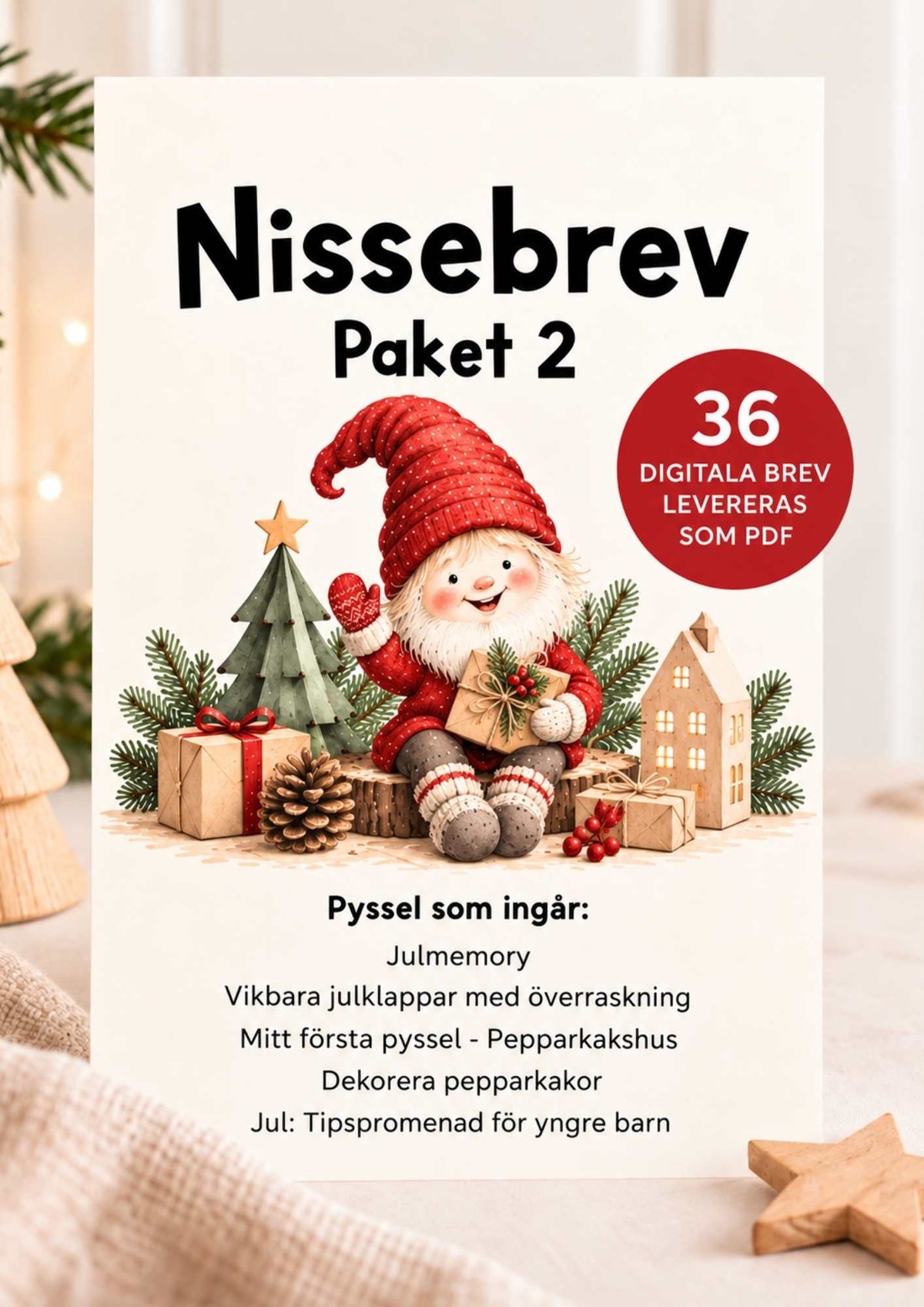 Nissebrev 2 - Paket 2 med 36 digitala brev för yngre barn