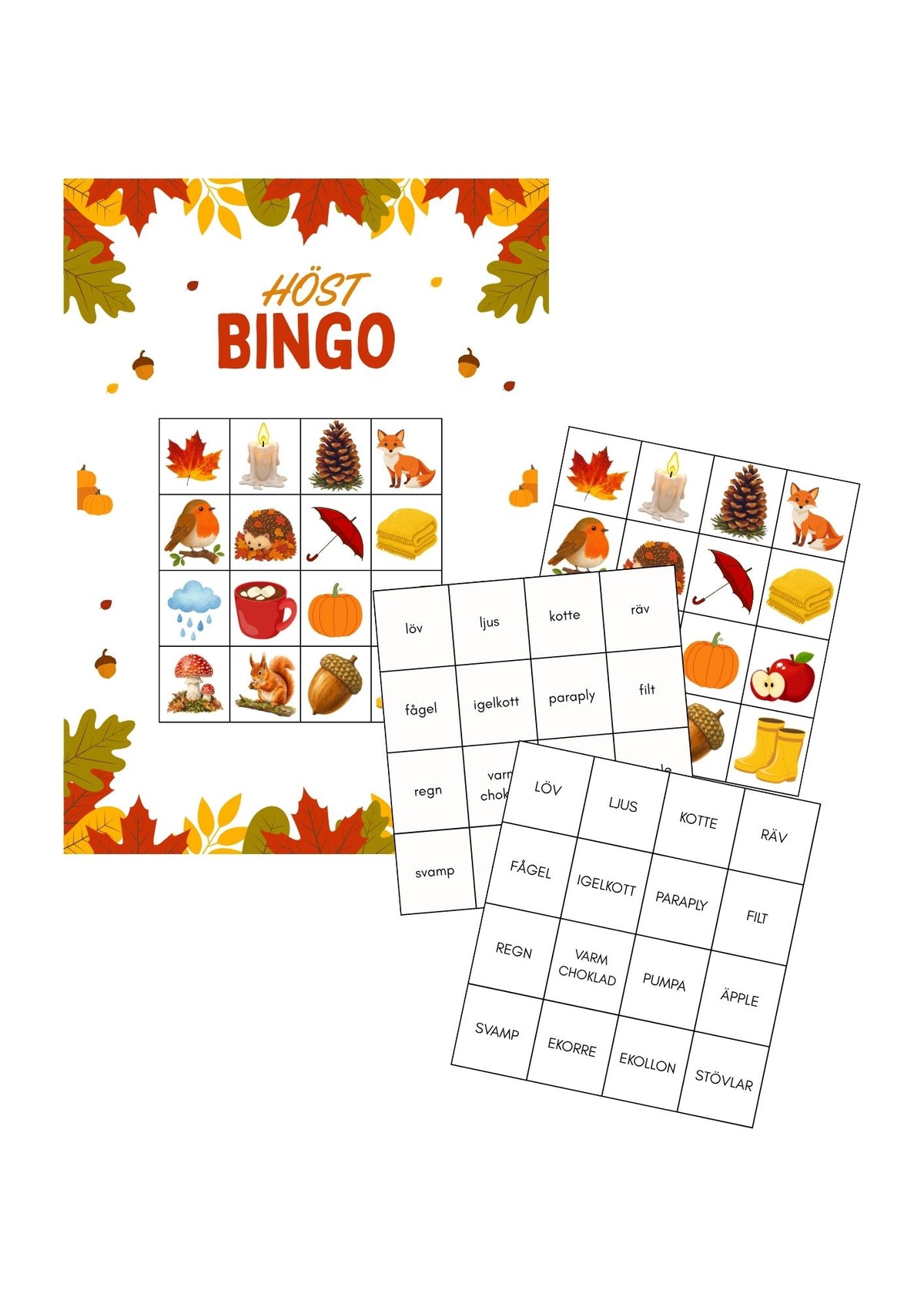 Lilla höstpaketet med höstbingo och läsbingo