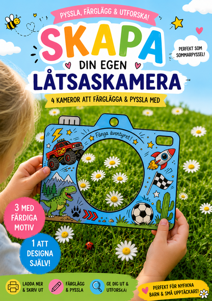 Skapa din egen låtsaskamera - pyssla, färglägg och utforska