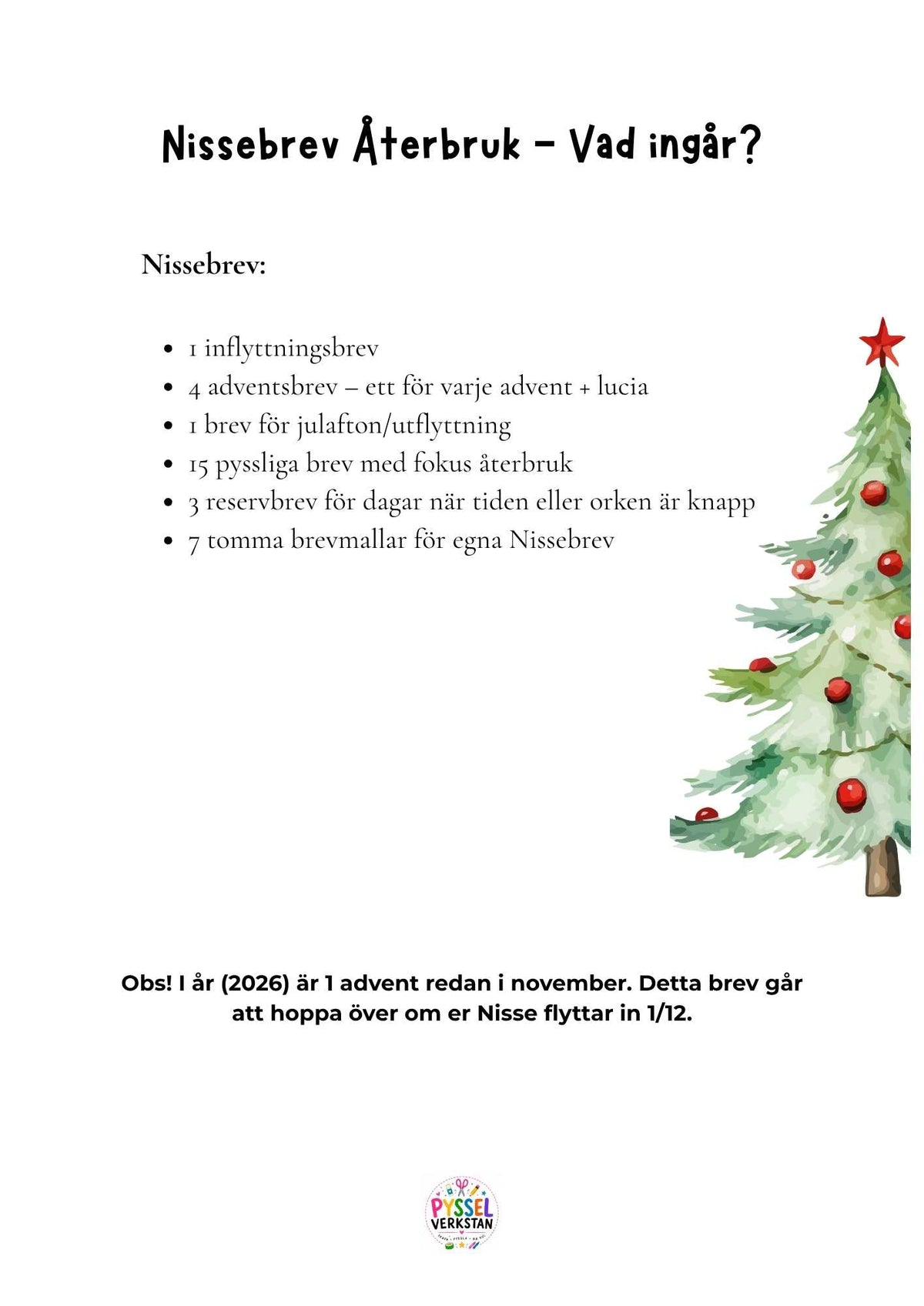 vad ingår i nissebrev med tema återbruk?