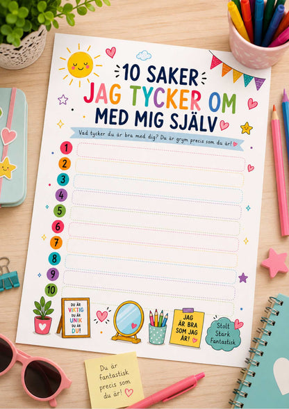 Listan 10 saker jag tycker om med mig själv ingår i Listpaketet – Om mig 