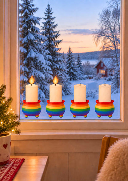 Adventsljusstake till fönster - Regnbåge