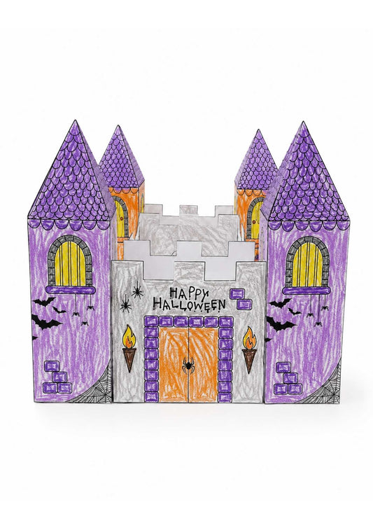 färglägg ett halloween slott - roligt barnpyssel