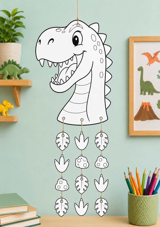 Färglägg & skapa din egen dinosauriemobil - skriv ut pyssel för barn