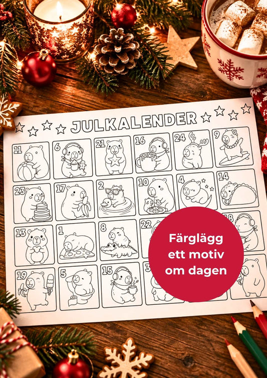 Julkalender att färglägga – Capybara