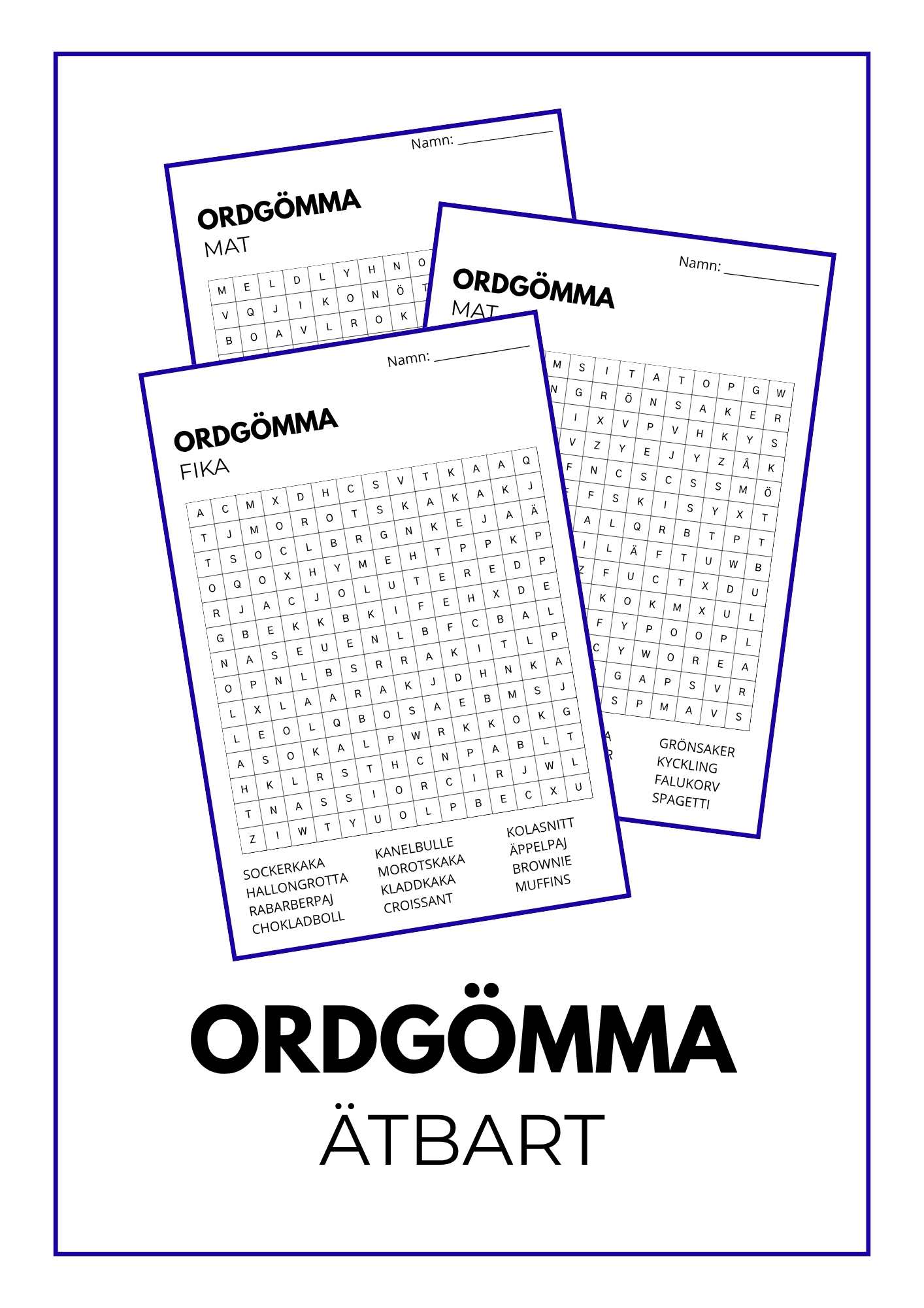 Ordgömma med ätbart att söka efter