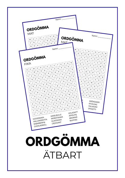 Ordgömma med ätbart att söka efter