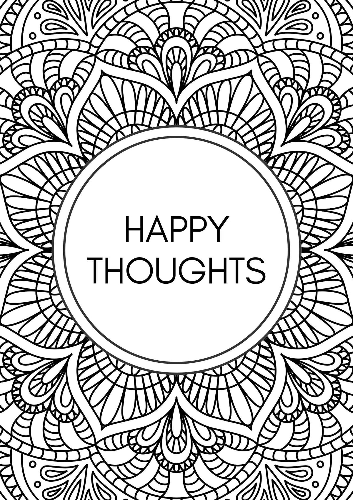 Målarbok – 20 detaljrika målarbilder med budskap - happy thoughts
