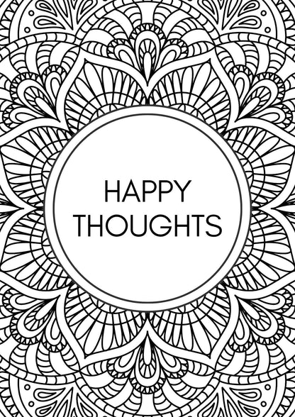 Målarbok – 20 detaljrika målarbilder med budskap - happy thoughts