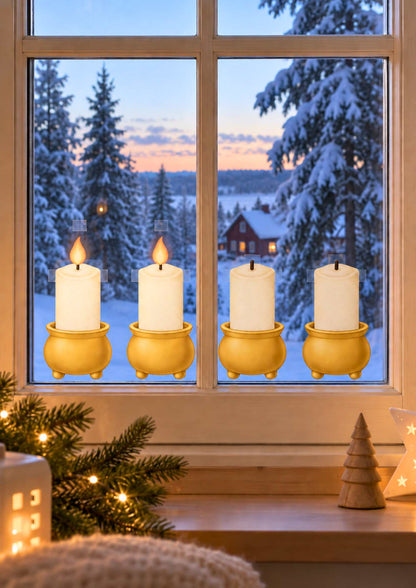 adventsljusstake i guld till fönster i klassrum, förskola och hem