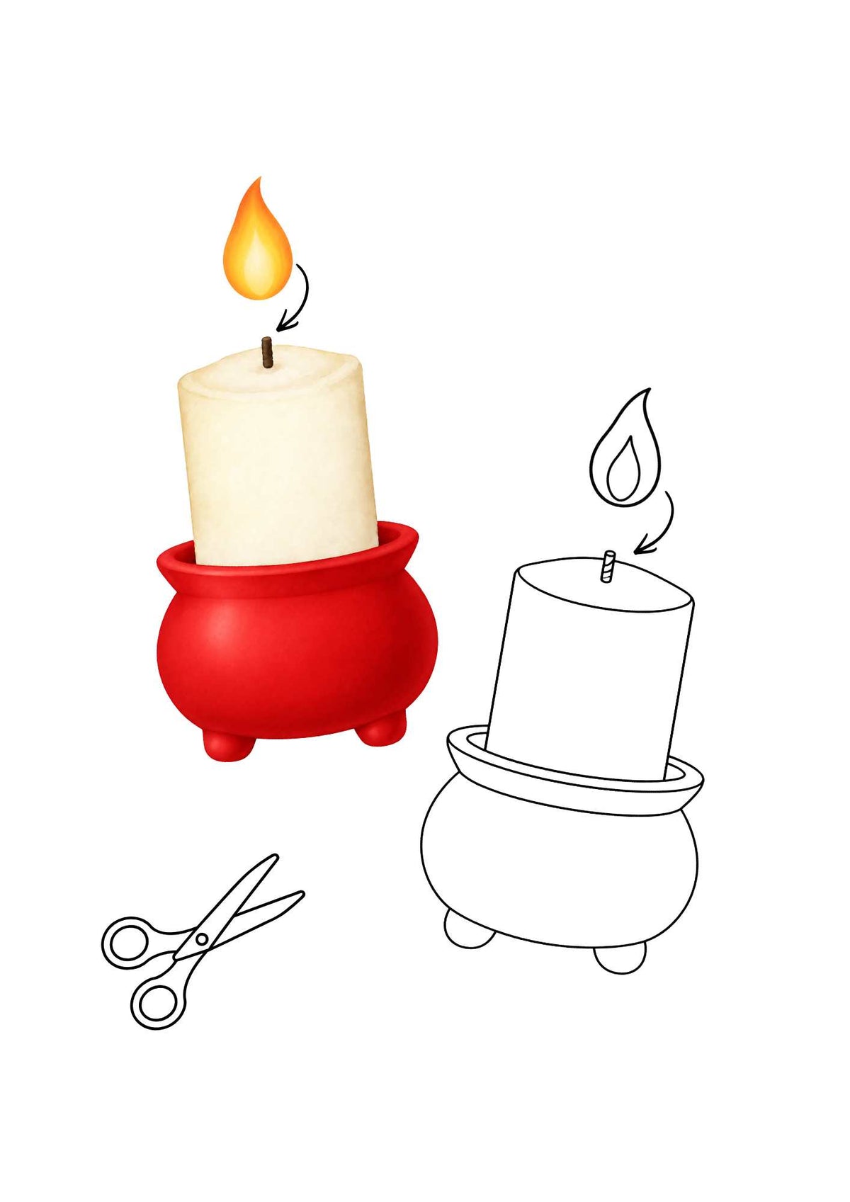 Adventsljusstake till fönster - Röd och vit med svarta linjer
