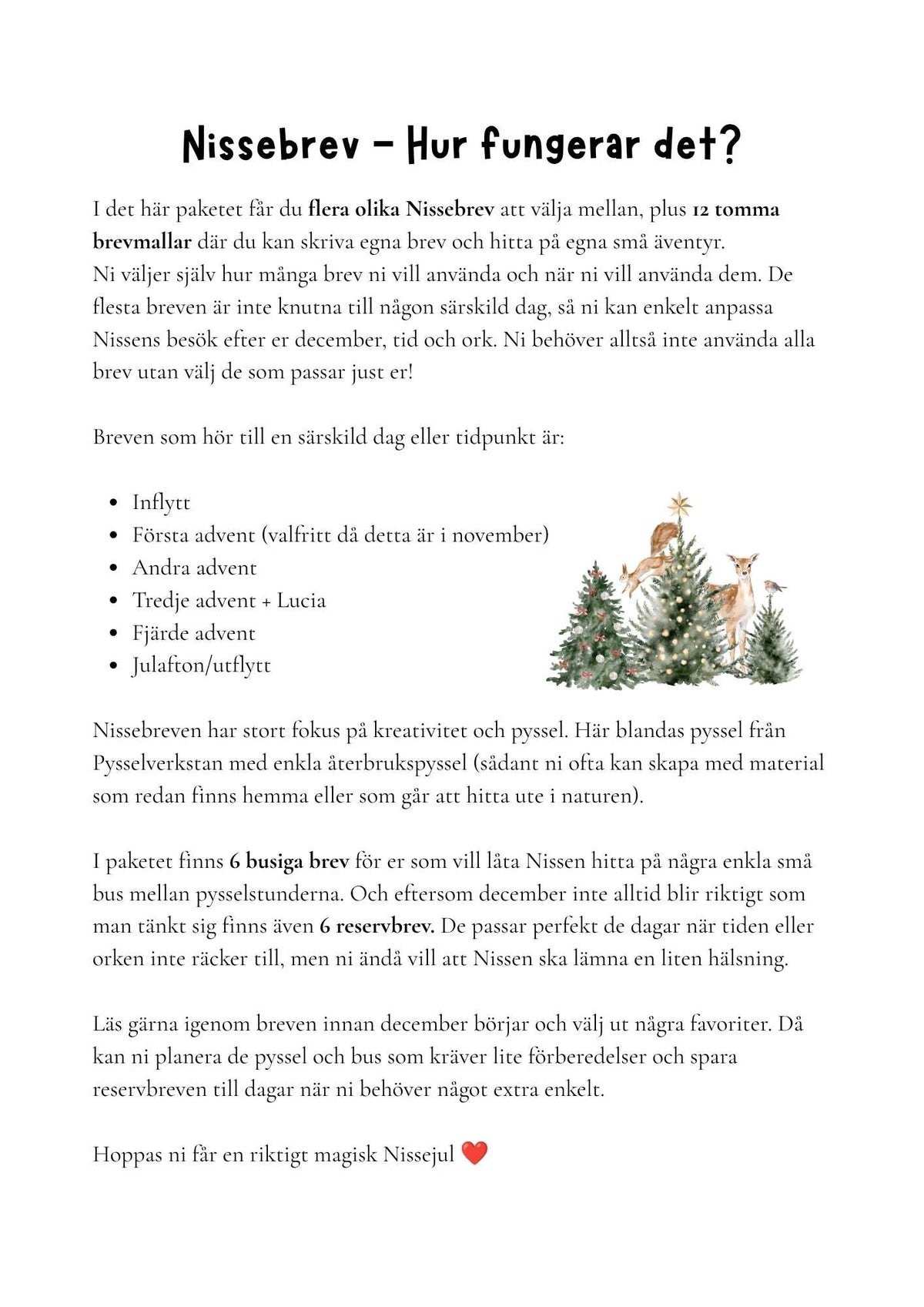 instruktioner i hur nissebrev paket 2 fungerar 