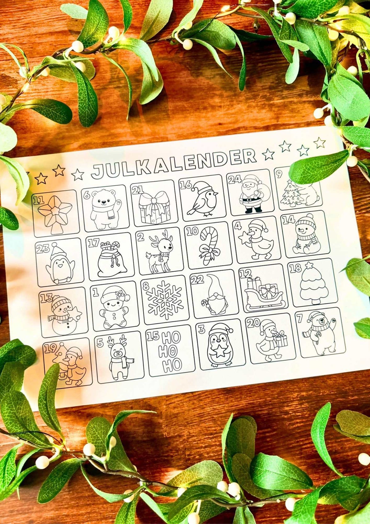 Julkalender att färglägga – 24 dagar till jul