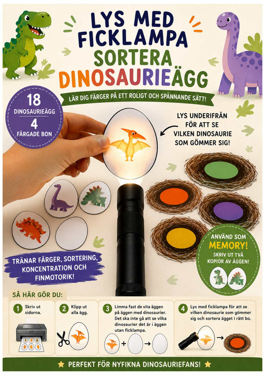 Lys med ficklampa – Sortera dinosaurieägg