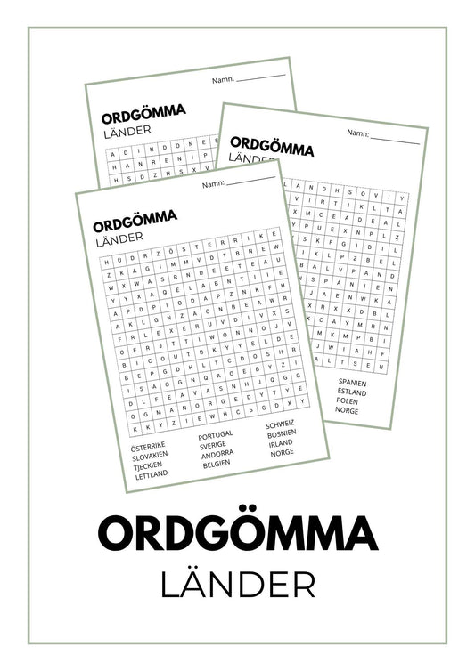 Ordgömma Länder – 3 roliga ordgömmor och ordsök för barn
