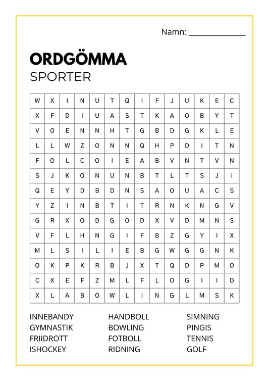 gratis ordgömma med sporttema från pysselverkstan