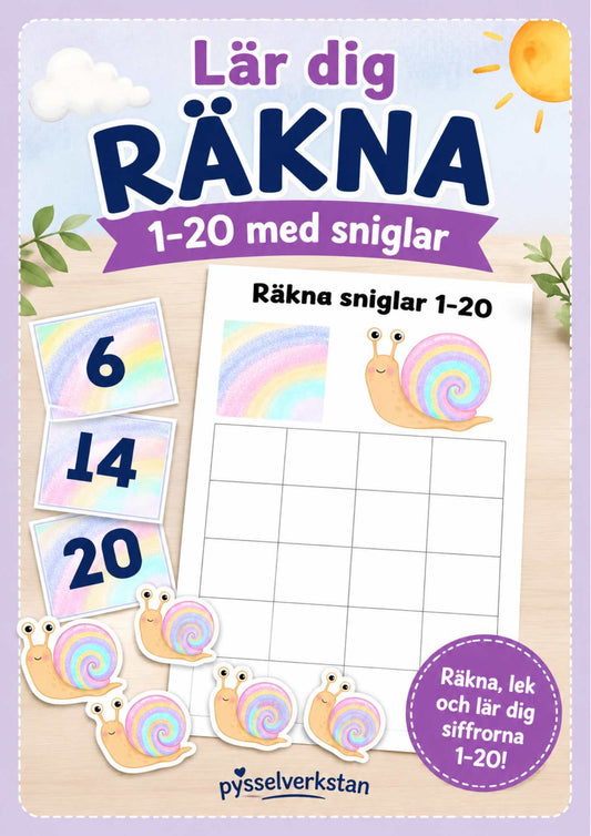 Gör matematiken både rolig och praktisk med Lär dig räkna 1–20 med sniglar