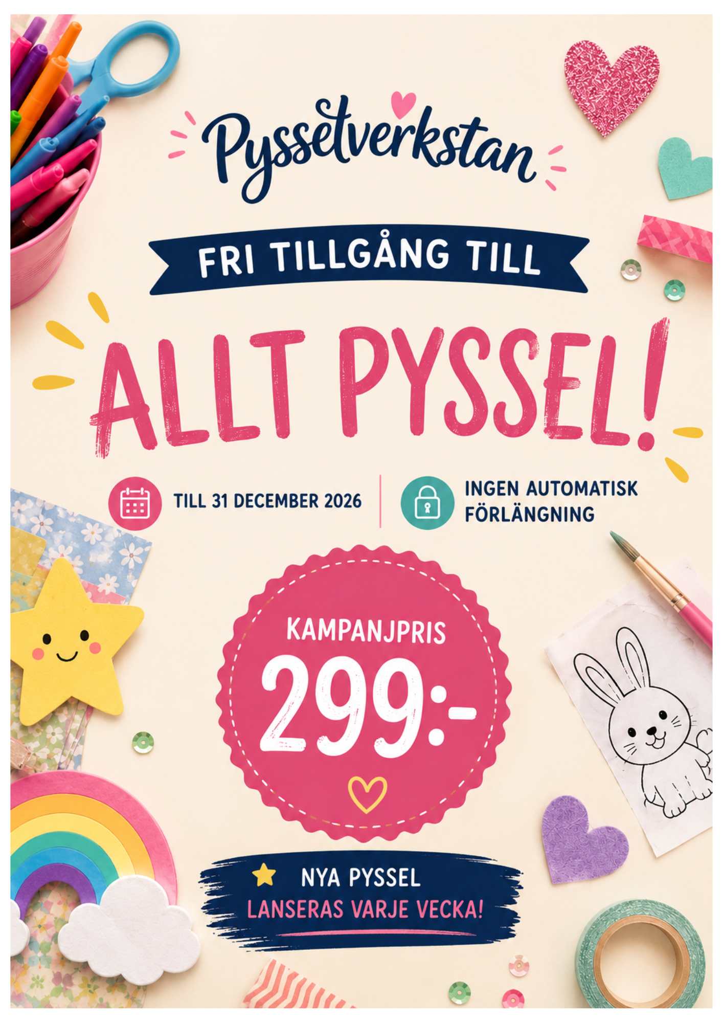 Fri tillgång till allt pyssel till 31 december 2026