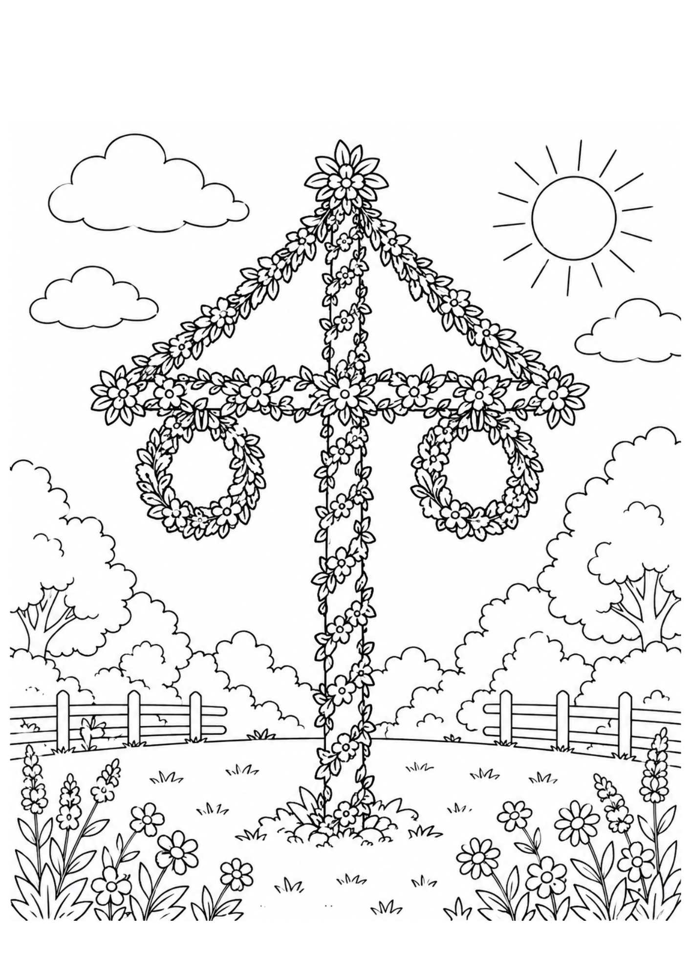 gratis målarbild på en midsommarstång