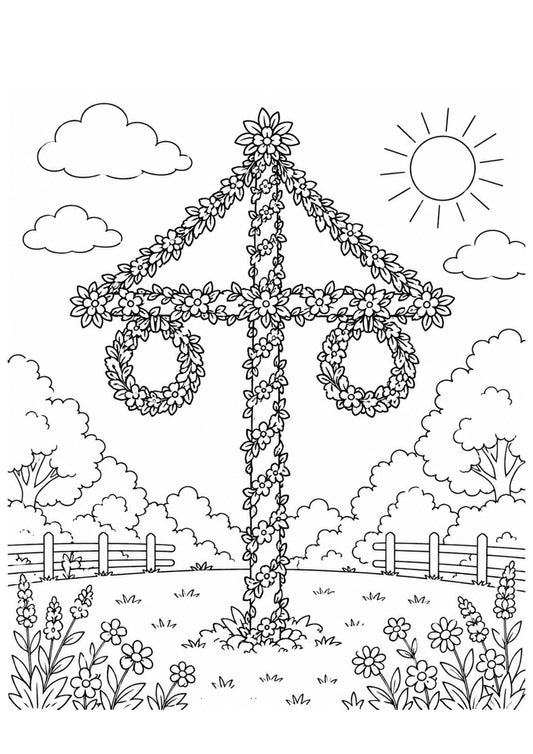 gratis målarbild på en midsommarstång