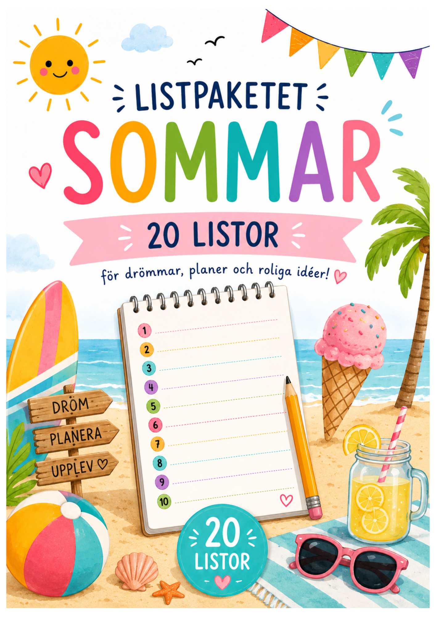 Listpaket – Sommartema med listor att fylla i för barn