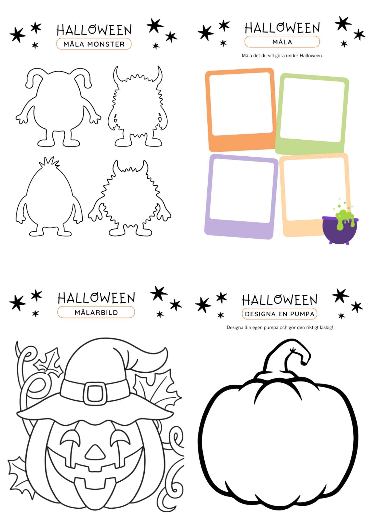 Halloweenpyssel för barn – Måla, rita och skapa saker ill halloween